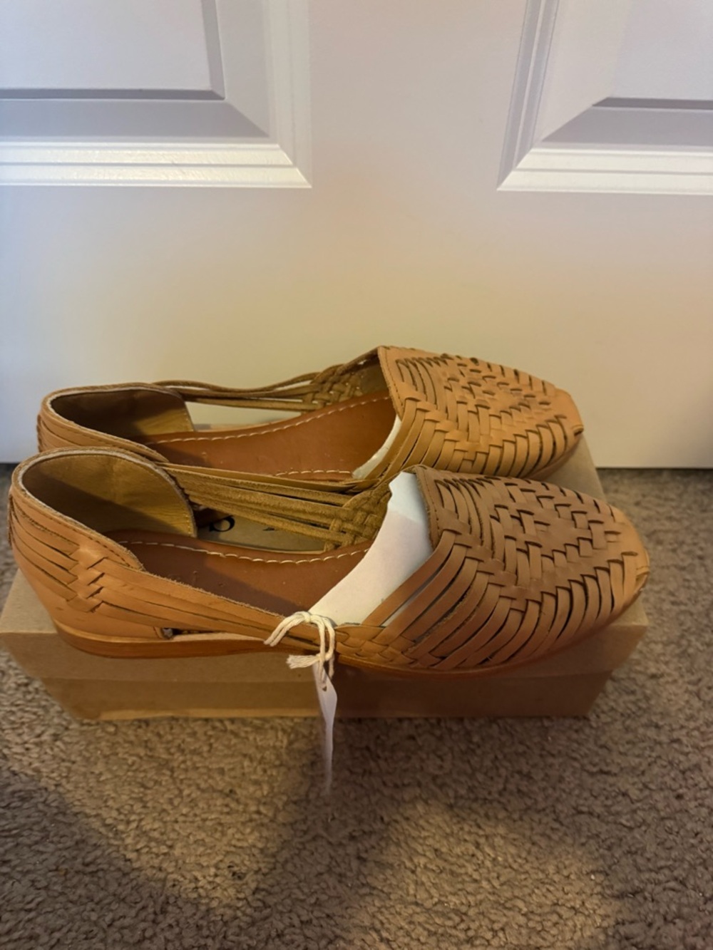 Woven Leather Slip-On Flats - Tan - Picture 2 of 4